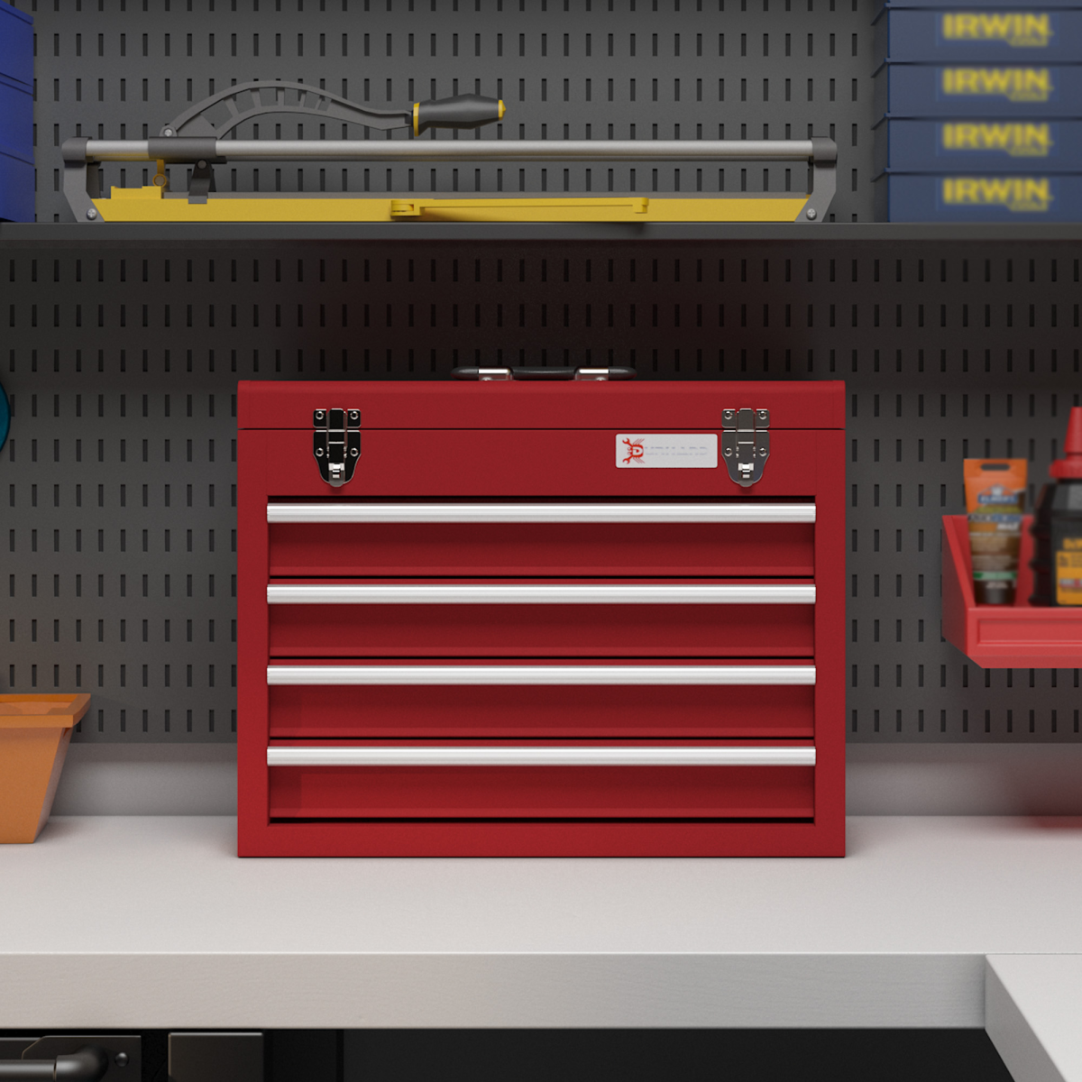 DURHAND Lockable 4-Drawer Steel Tool Chest with Ball-Bearing Slides