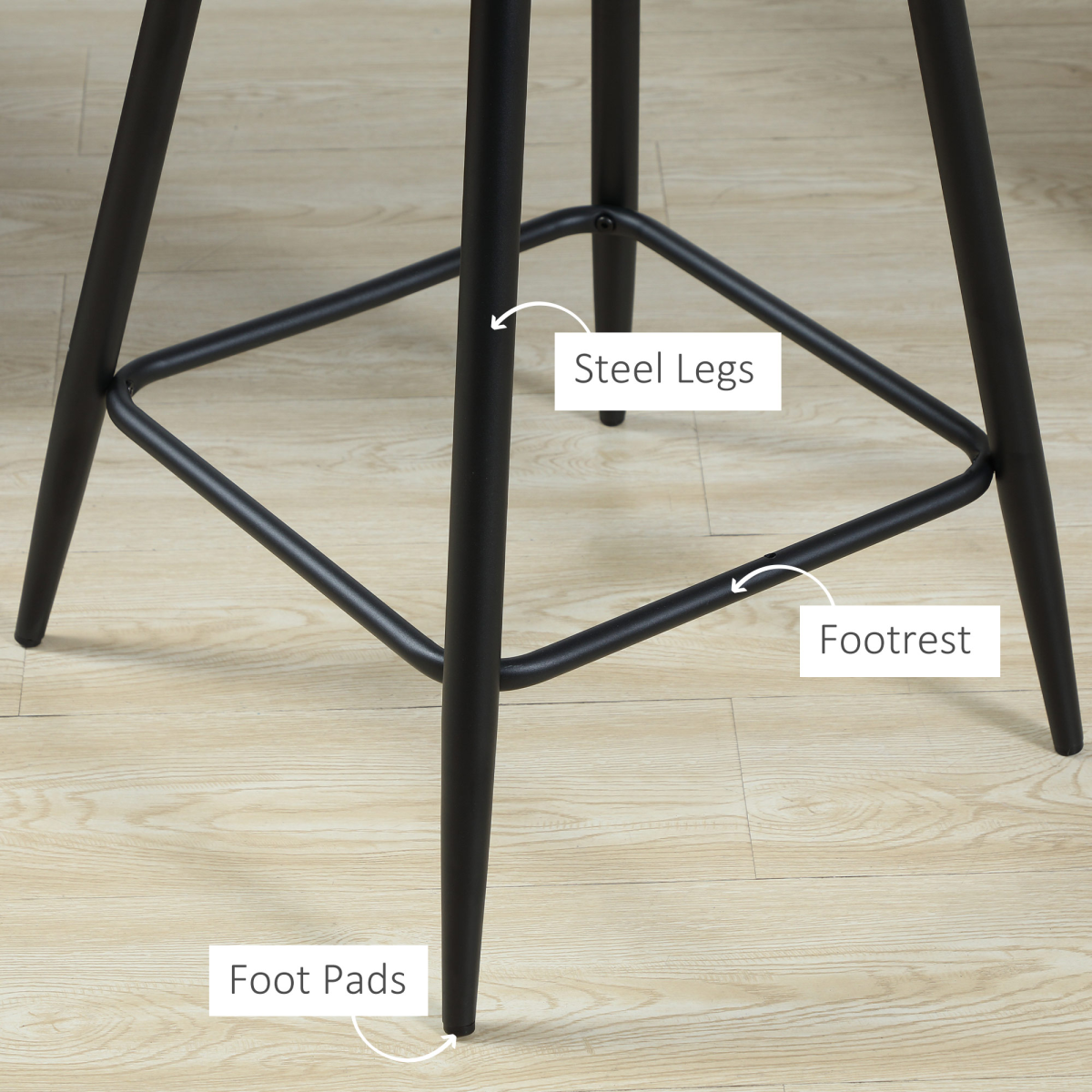 Set of 2 Blue Velvet-Feel Counter Height Bar Stools with Armrests
