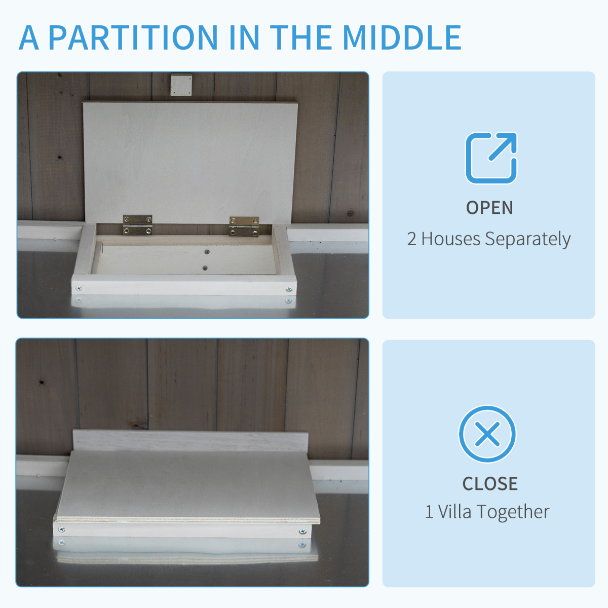 Two-Tier Wooden Rabbit Hutch with Wheels, Tray & Rain Cover