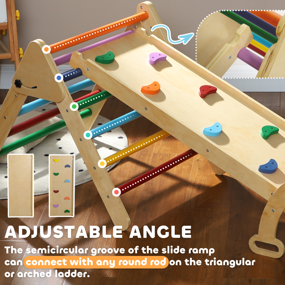 AIYAPLAY 5-in-1 Toddler Climbing Frame with Slide & Arch, 18-48 Months