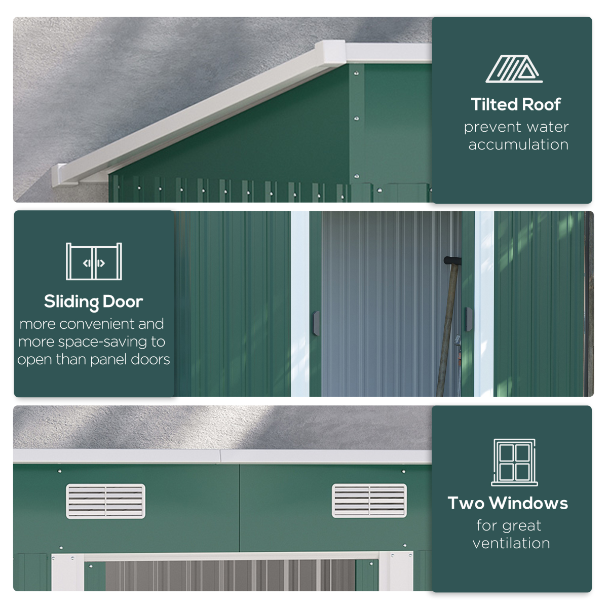 Outsunny 7 x 4ft Green Metal Garden Storage Shed