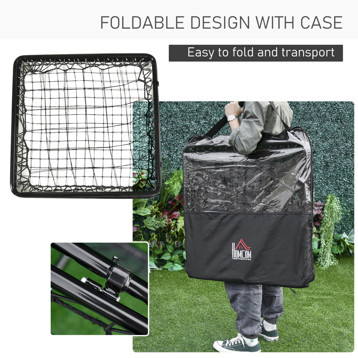 Adjustable Angle Rebound Training Net with Double Mesh, Portable