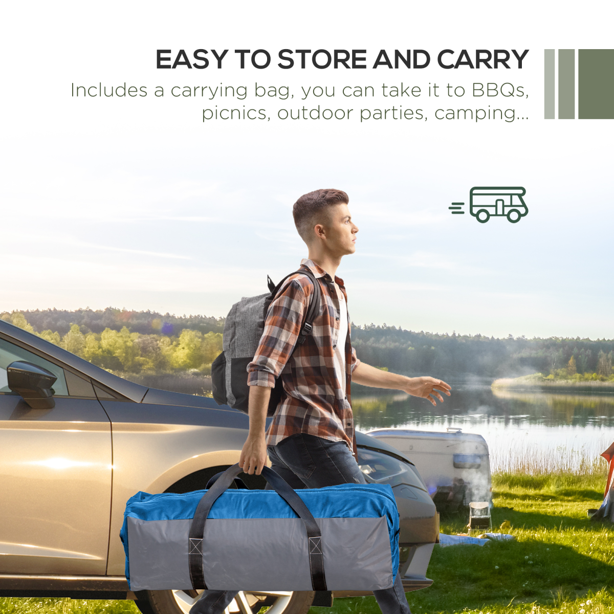 Outsunny Outdoor Gazebo Party Tent Shelter, 350 x 350 x 222 cm, Green and Cream