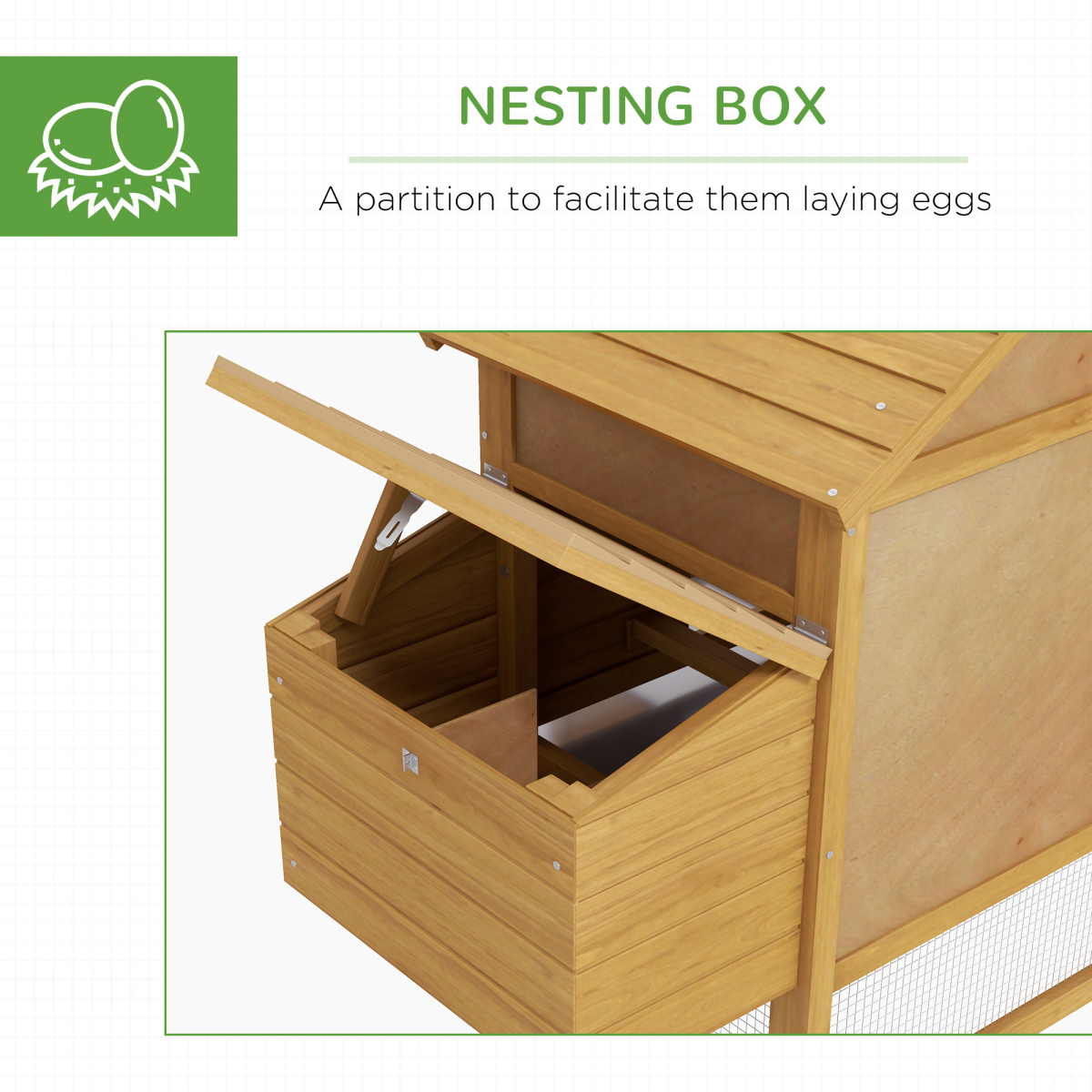 Small Wooden Chicken Coop with Nesting Box, Outdoor Run, Ramp, Door and Slide-Out Tray, 150.5 x 54 x 87 cm