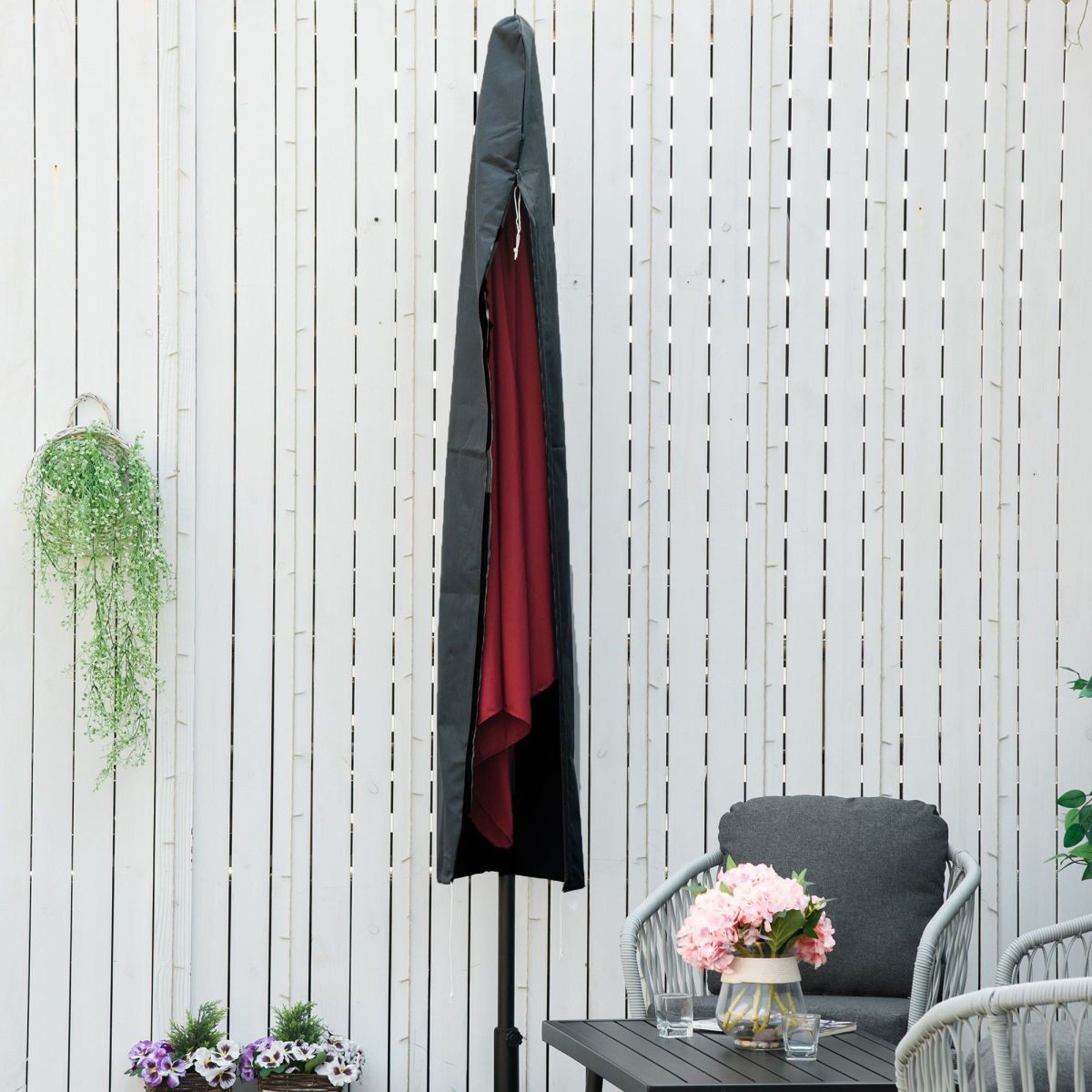 Outsunny Parasol Cover, Patio Cantilever Cover, Banana Umbrella Protector Grey