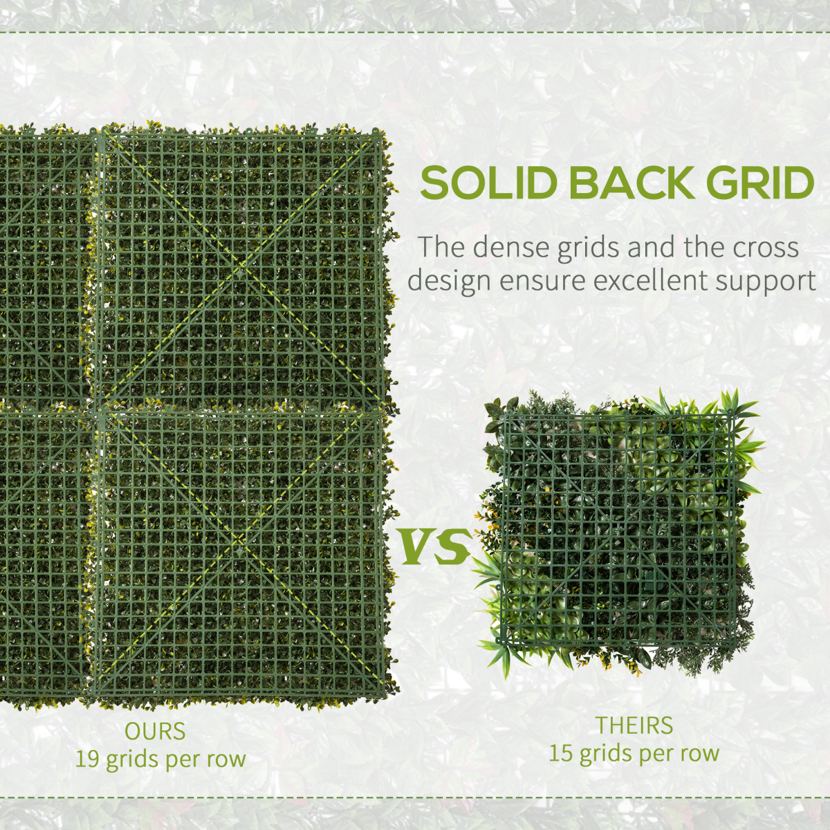 Outsunny 12-Piece Artificial Milan Grass Wall Panels 20" x 20" Decorative Fence Screen