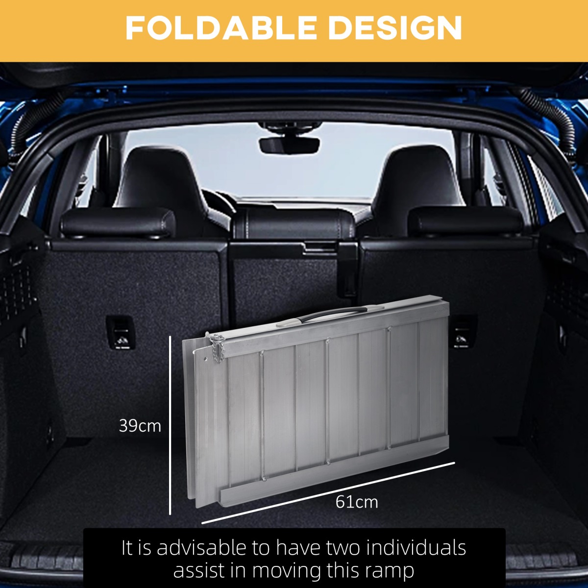 HOMCOM Foldable Aluminium Wheelchair Ramp with Carry Handle