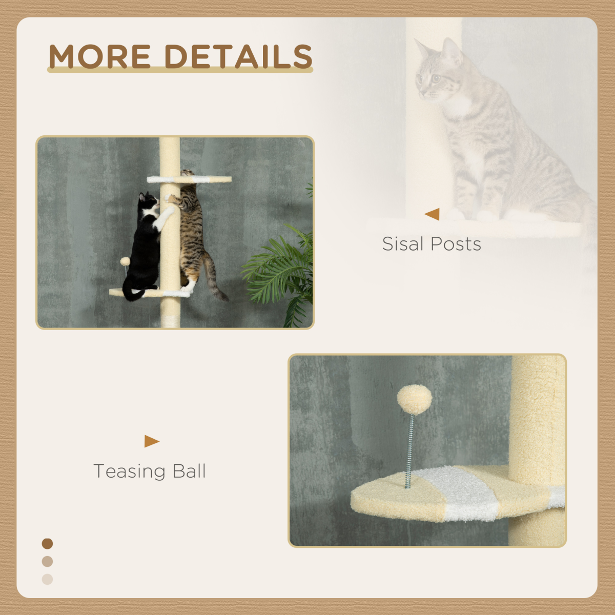 Height Adjustable Floor-to-Ceiling Cat Tree with Anti-Slip Kit - Yellow