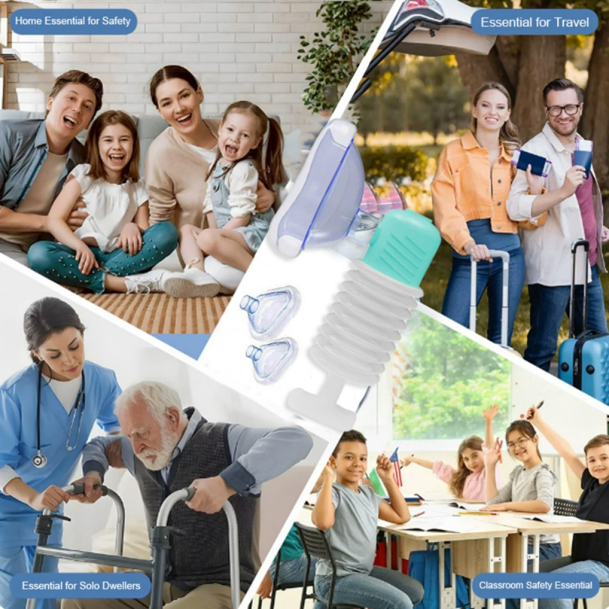 Manual Airway Obstruction First Aid Device - Emergency Choking Rescue Suction Tool for Adults & Kids