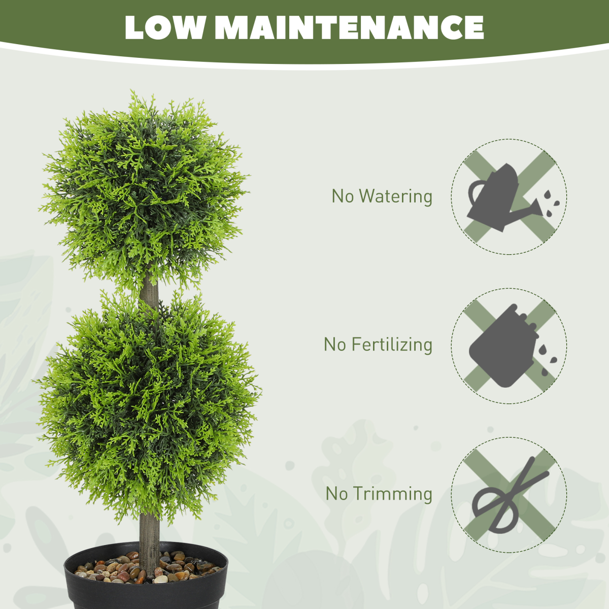 HOMCOM Set of 2 Artificial Cypress Topiary Ball Trees with Pot