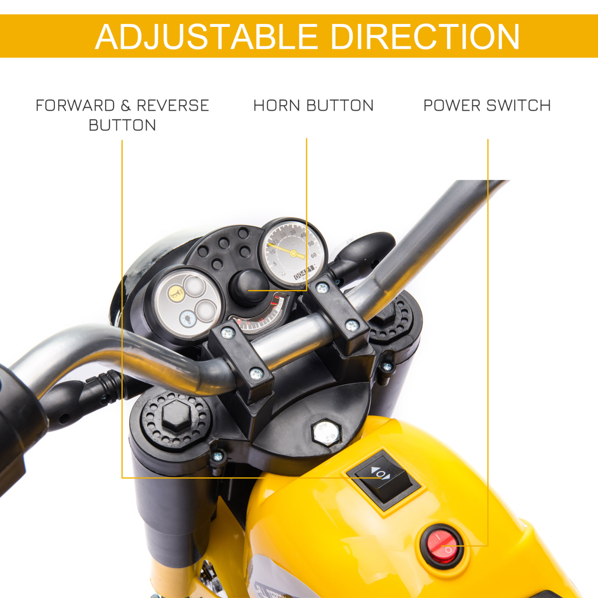 Kids 6V Electric Ride-On Motorcycle, Yellow, 18-36 Months