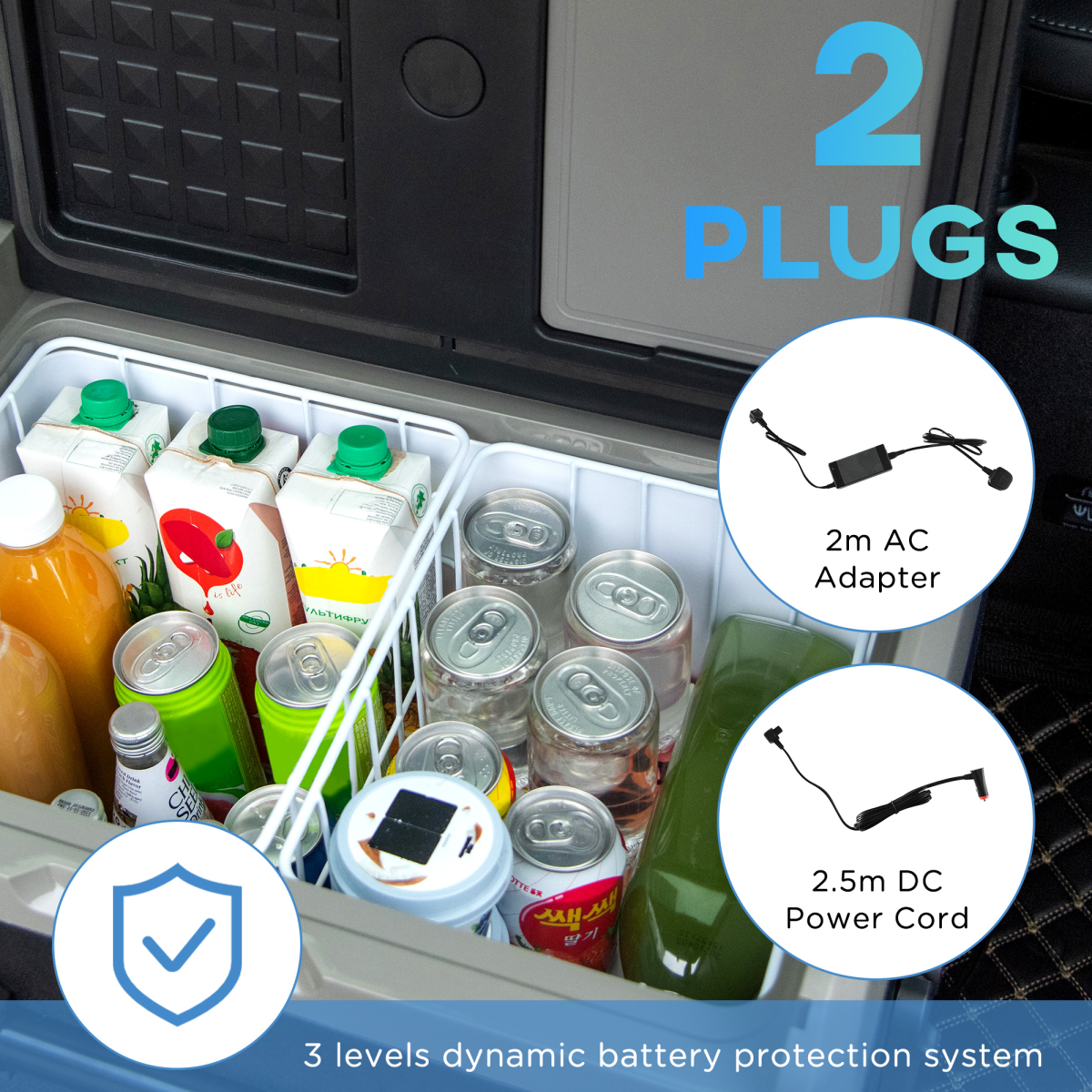 40L Portable Car Refrigerator Freezer with LED Light and Wheels, -20°C, 12/24V DC and 110/240V AC, Outsunny