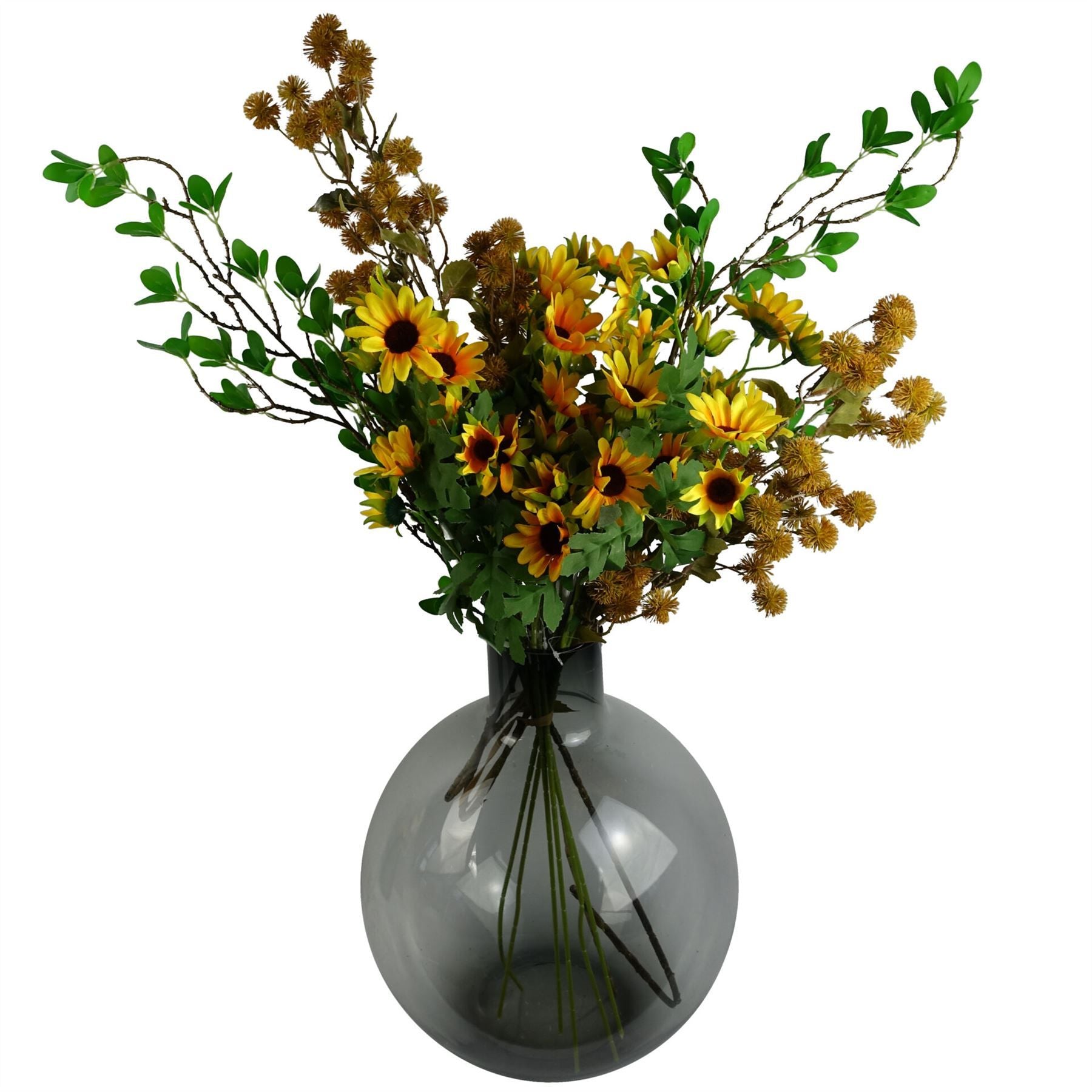 Leaf 70cm Artificial Yellow Daisy Flower Spray with 10 Flowers