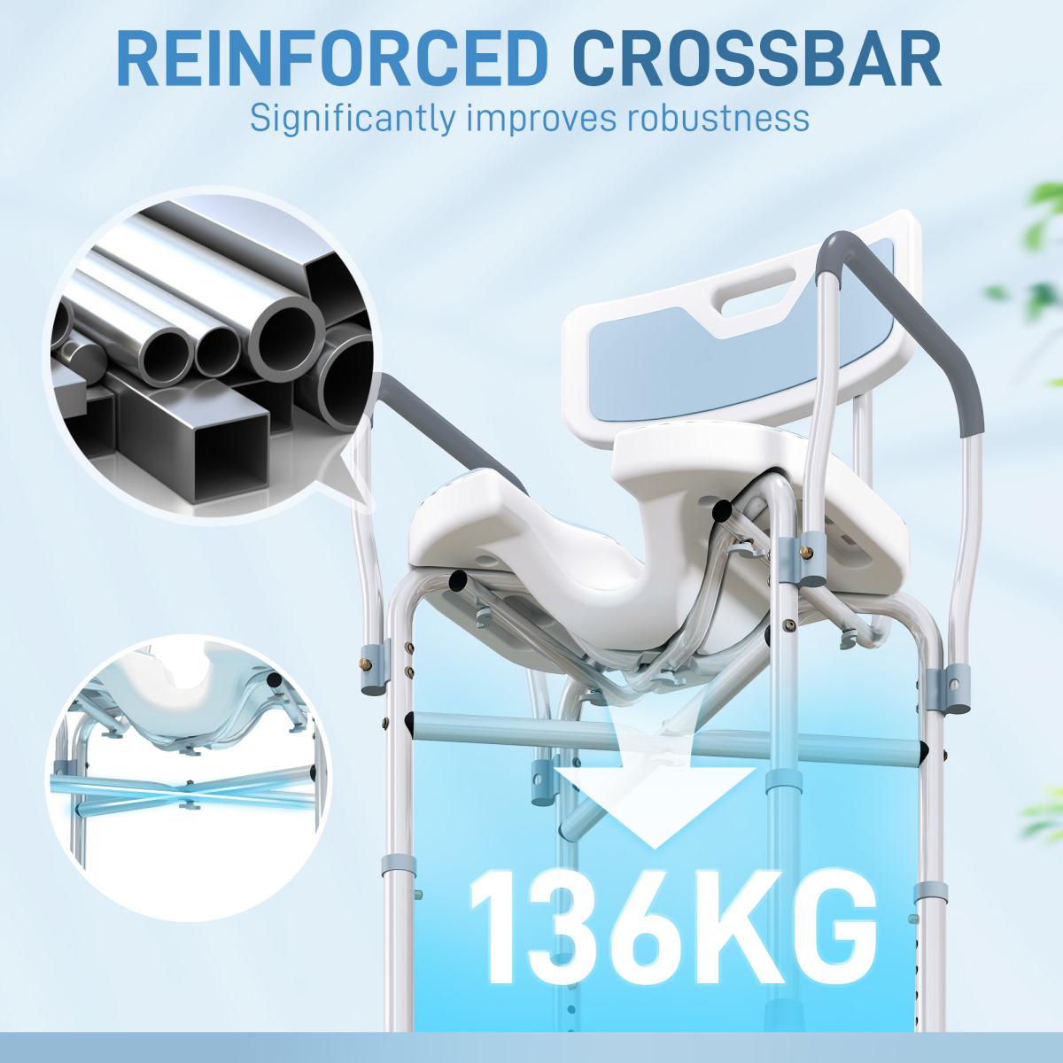 HOMCOM Adjustable Padded Bath Chair with Slotted Seat