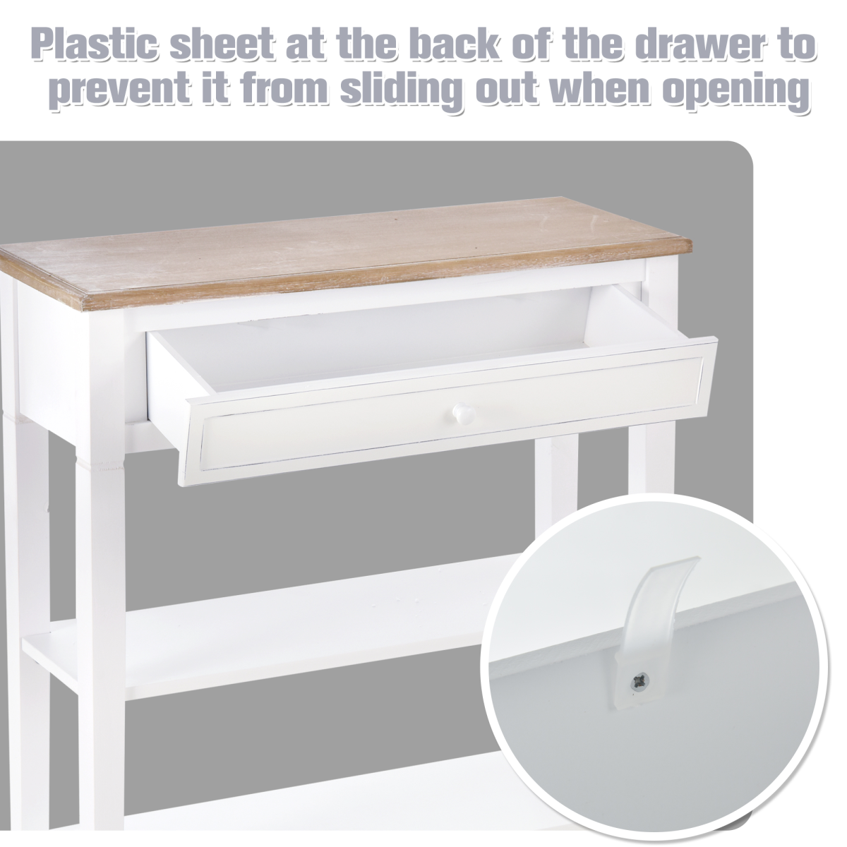 HOMCOM White MDF Console Table with Drawer and 2 Shelves