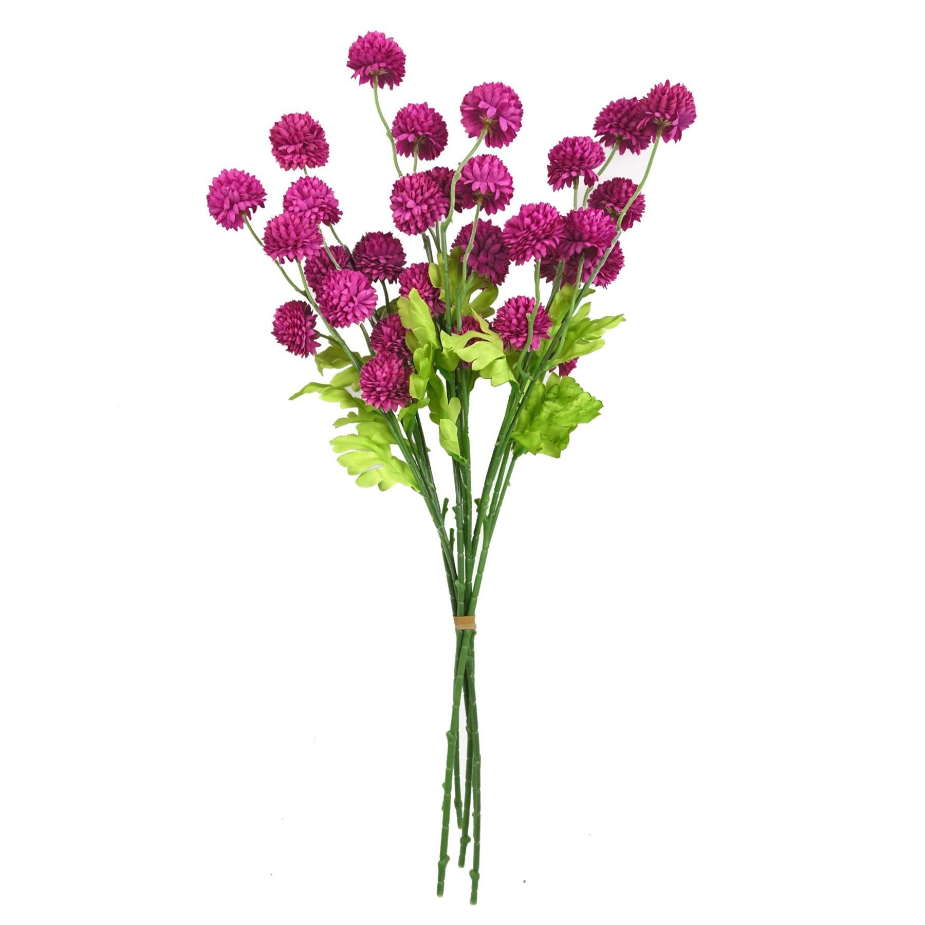 Leaf Pack of 6 50cm Pink Artificial Dahlia Pompom Stems