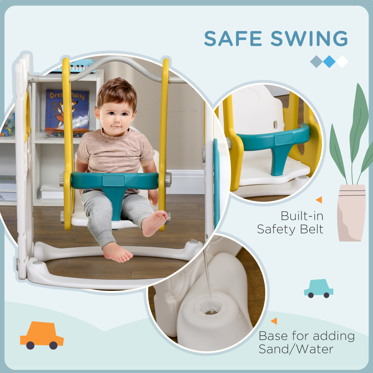 AIYAPLAY 6-in-1 Toddler Climber Playset with Slide, Swing, Hoop