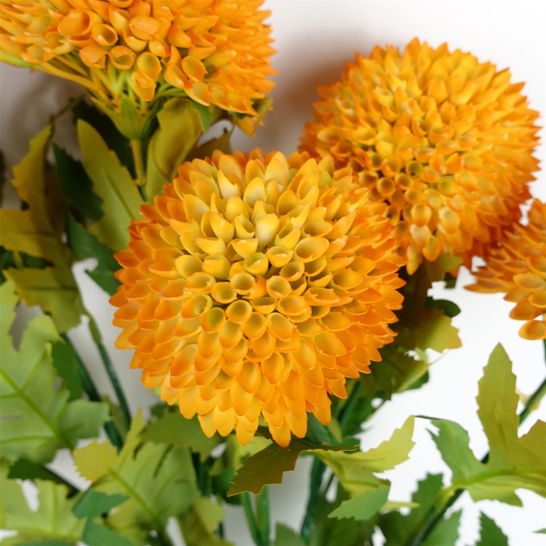Leaf Pack of 6 70cm Large Ball Dahlia Artificial Flower Stems Yellow