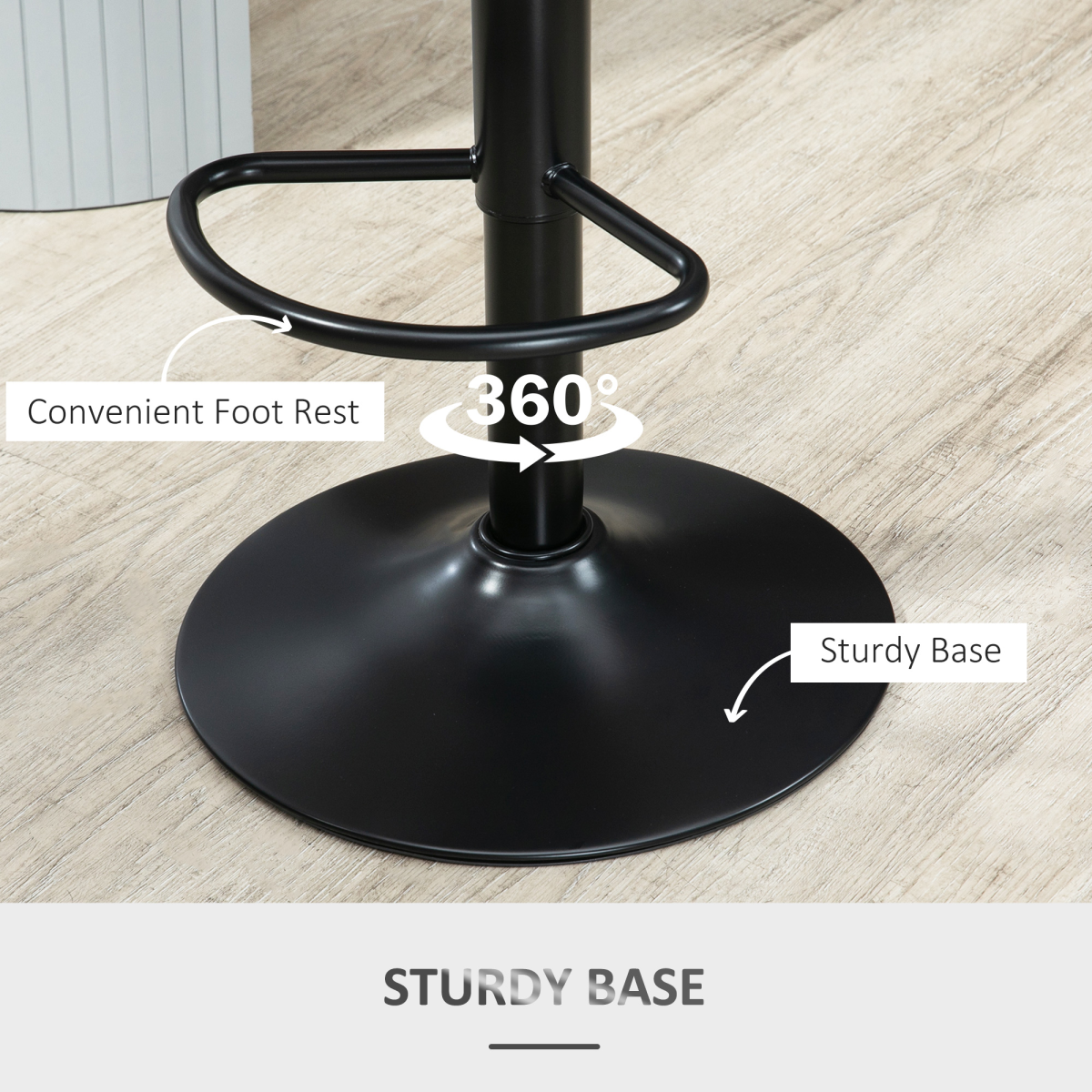 HOMCOM Set of 2 Adjustable Swivel PU Leather Counter Bar Stools with Footrest