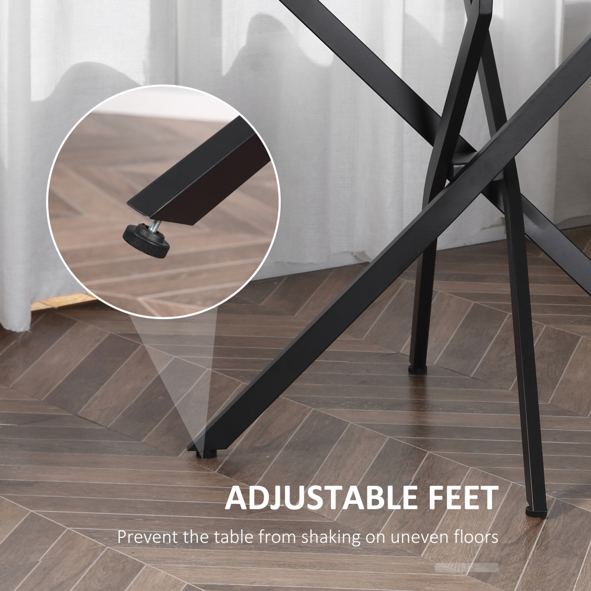 Clear Glass Round Side Table with Metal Frame, Black