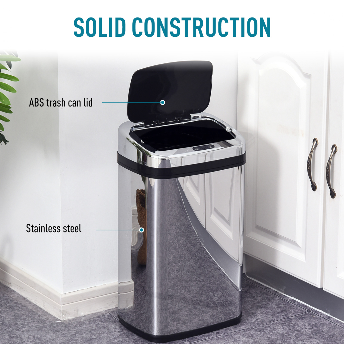 HOMCOM 30L Automatic Motion Sensor Kitchen Bin, Silver