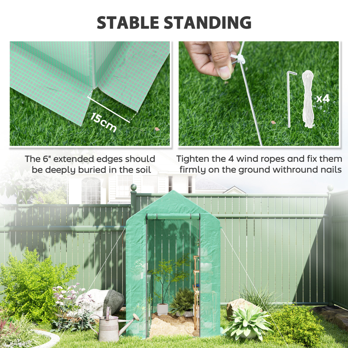 Outsunny Walk-In Greenhouse with Shelves, UV-Resistant Cover