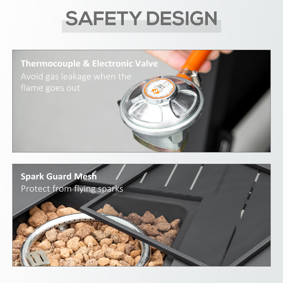 Outsunny 50,000 BTU Propane Gas Fire Pit Table with Protective Cover and Spark Guard