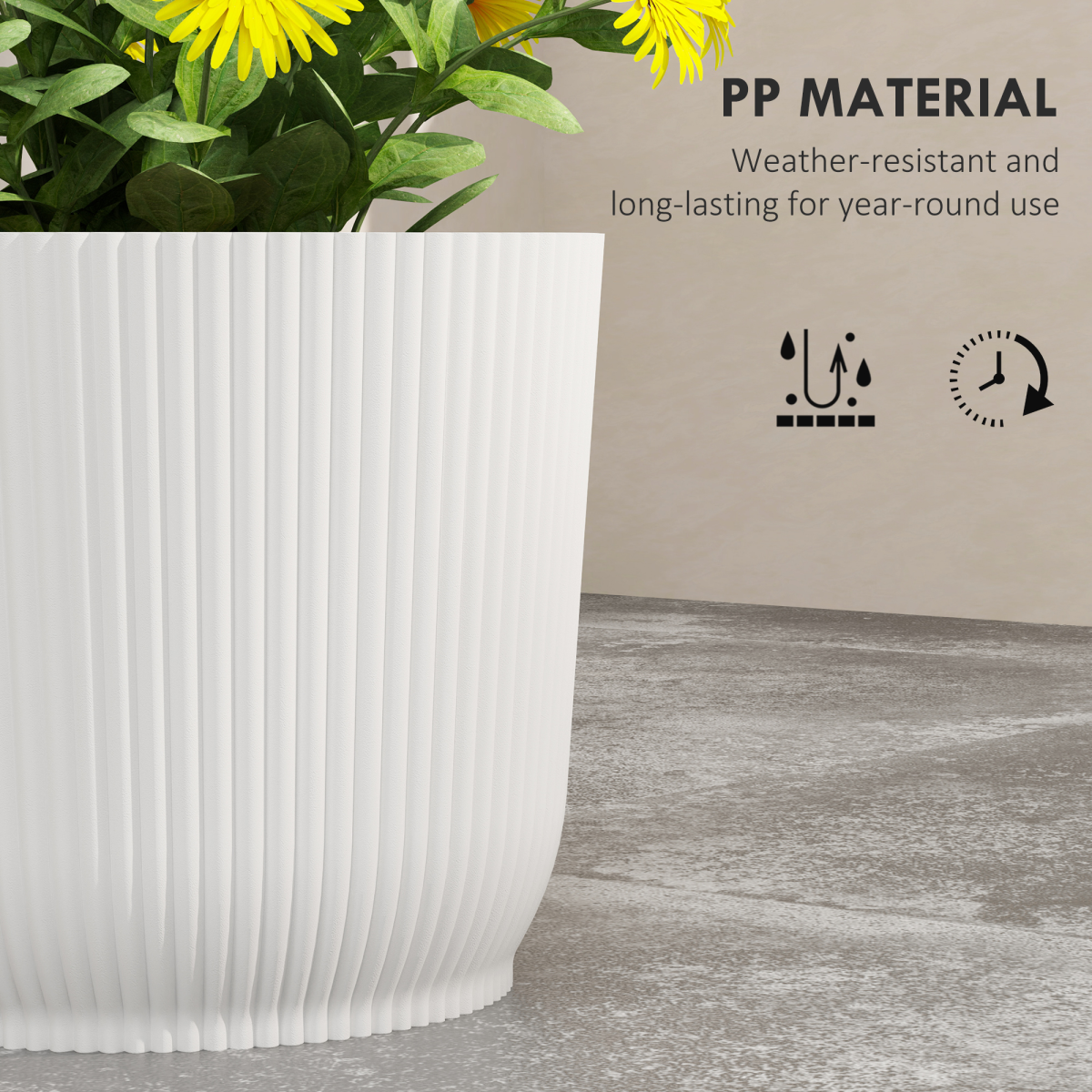 Outsunny Set of 3 Stackable Round Plant Pots, 22cm, White