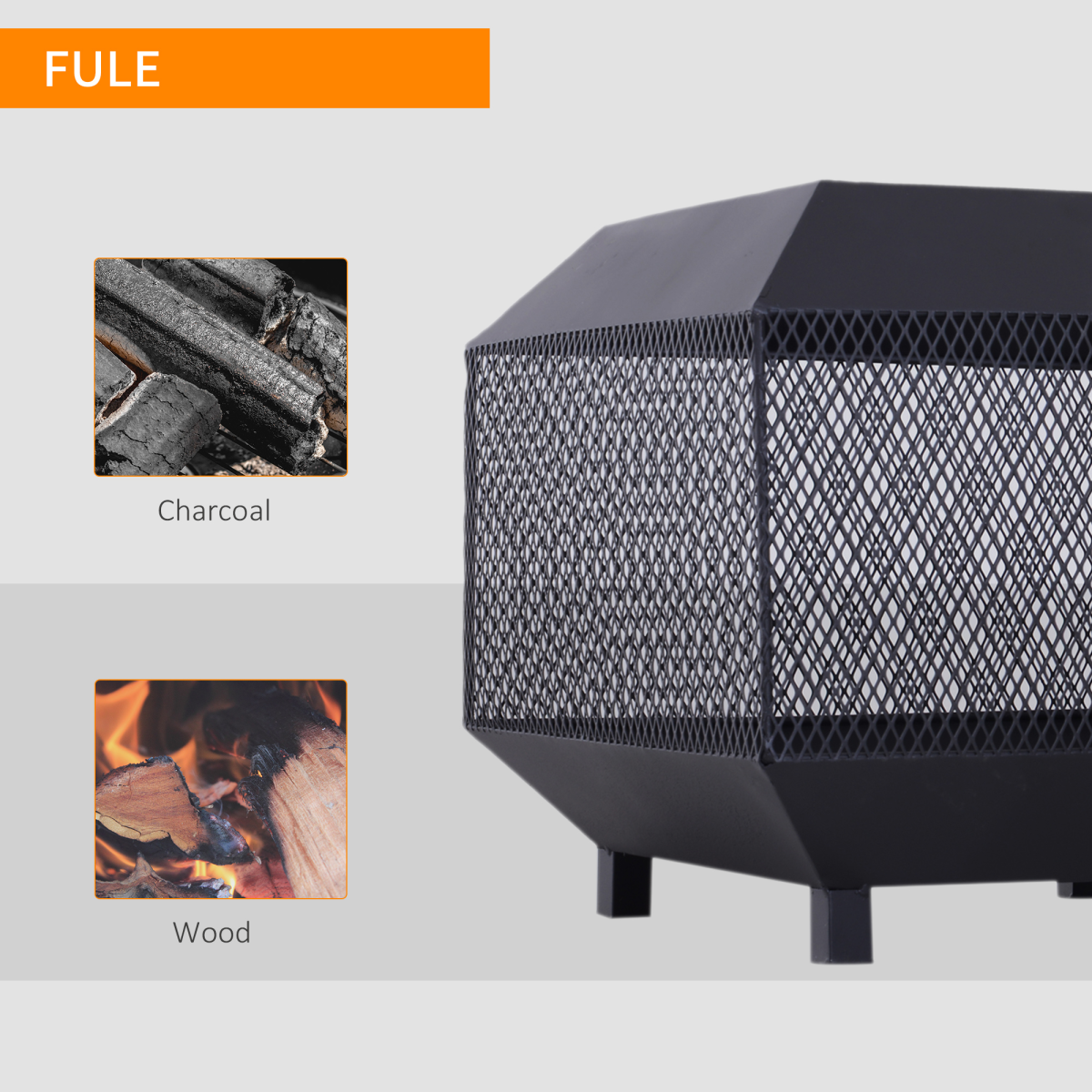 HOMCOM Square Steel Fire Pit with Poker, Black