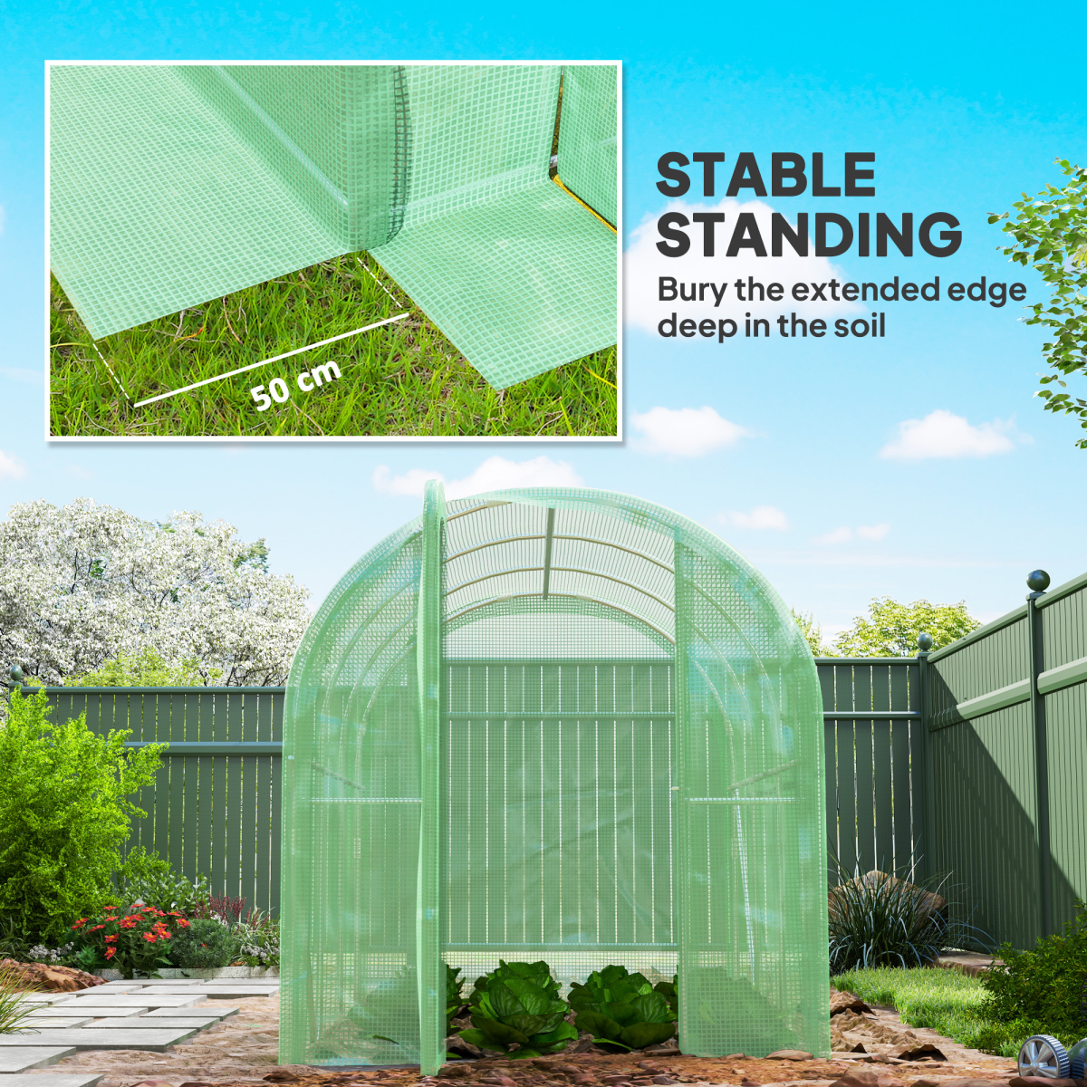 Outsunny 3 x 2m Polytunnel Greenhouse with Door, Galvanised Steel Frame