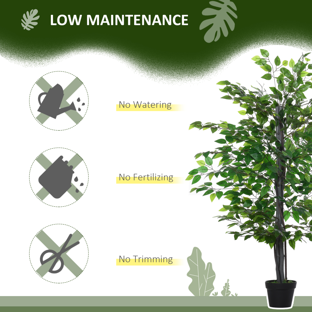 145cm Artificial Banyan Tree Faux Decorative Plant with Cement Pot