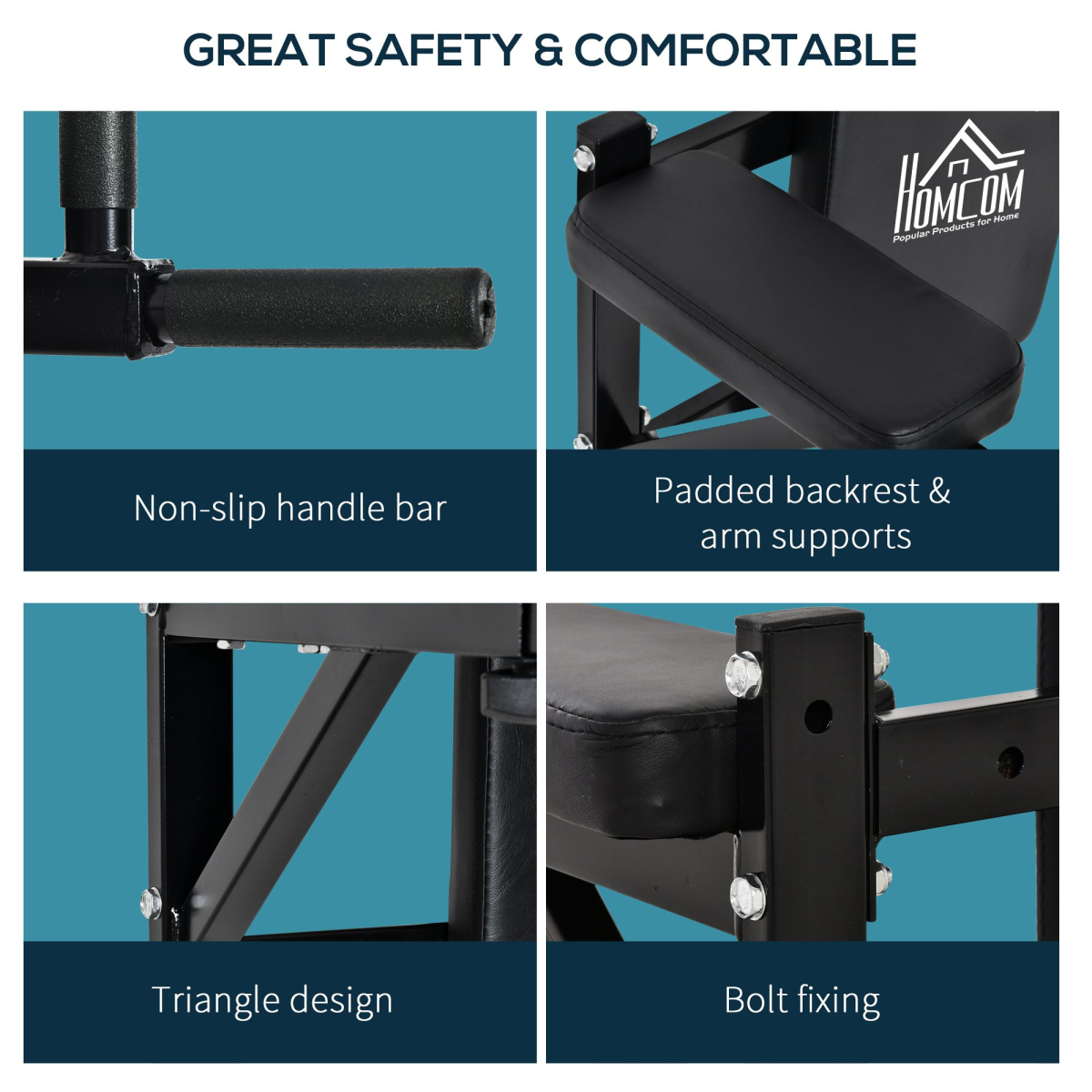 Wall Mounted Pull Up Bar Rack for Pull Ups and Knee Raises, Adjustable Width, with Backrest and Arm Supports