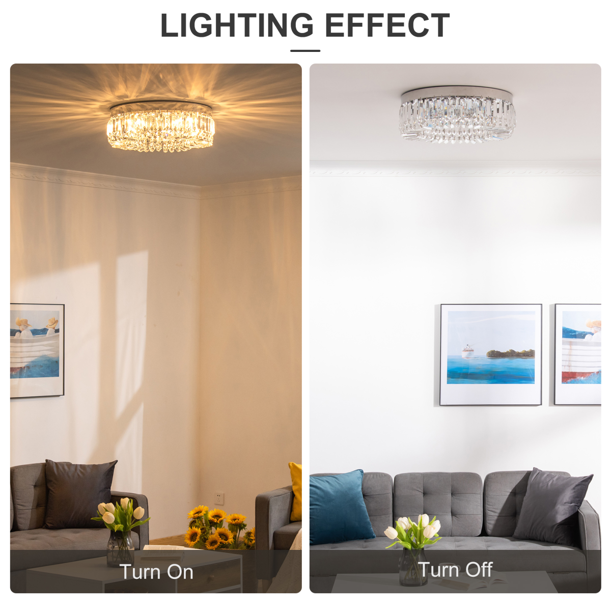 HOMCOM Crystal Ceiling Light Chandelier, Stainless Steel, Silver