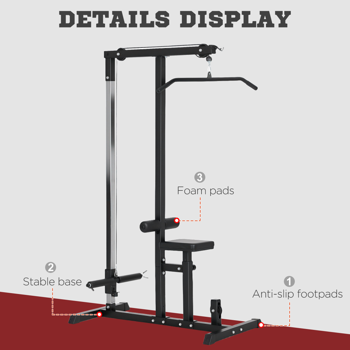 Adjustable Seat Power Tower Lat Pulldown Machine with Cables