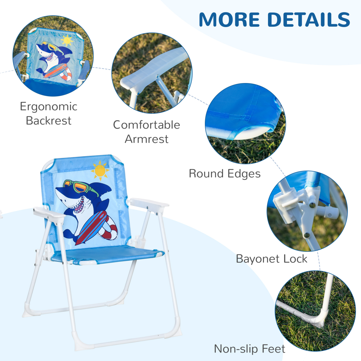 Kids Foldable 4-Piece Garden Set with Table, Chairs & Umbrella - Blue