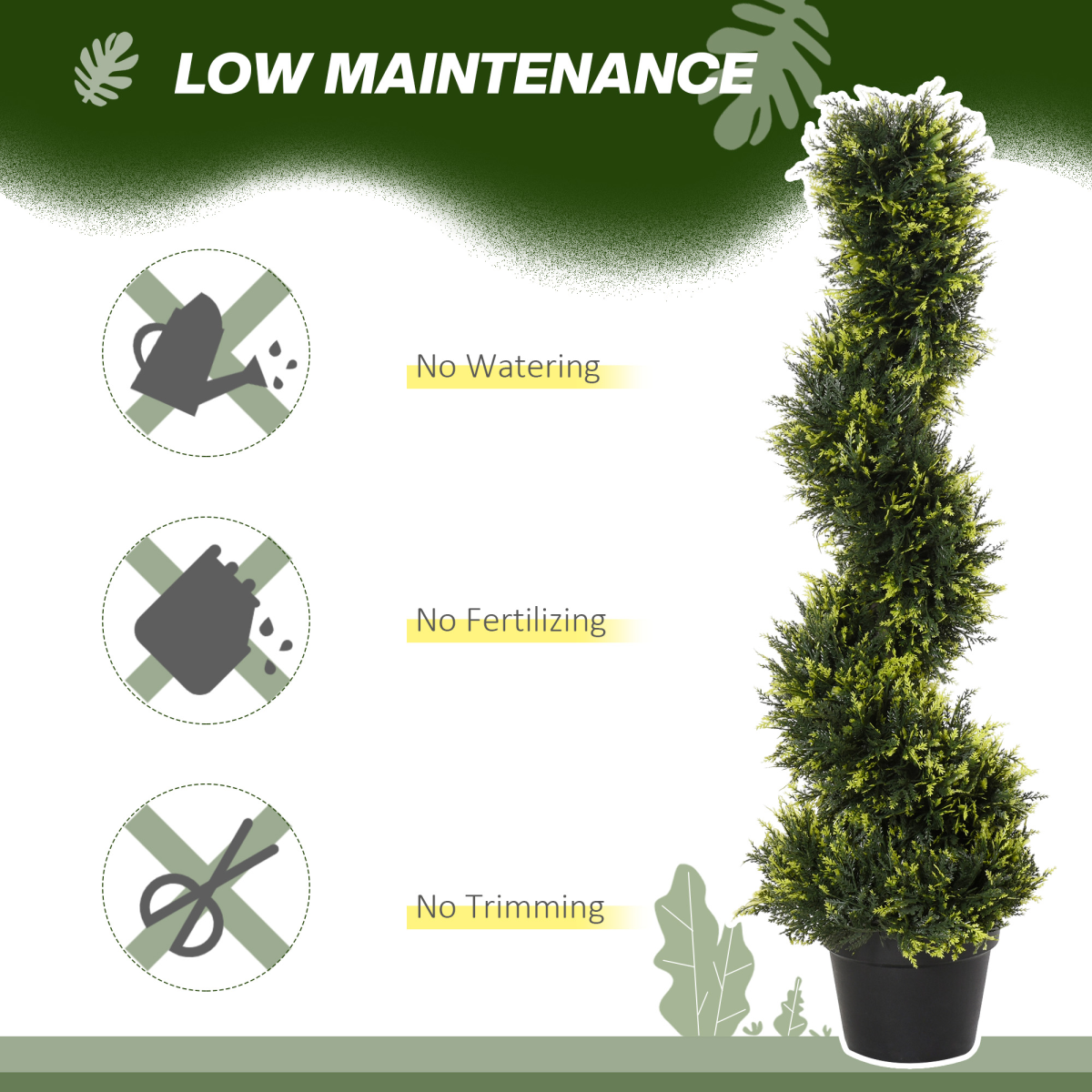 Set of 2 Artificial 90cm Spiral Topiary Trees with Pots