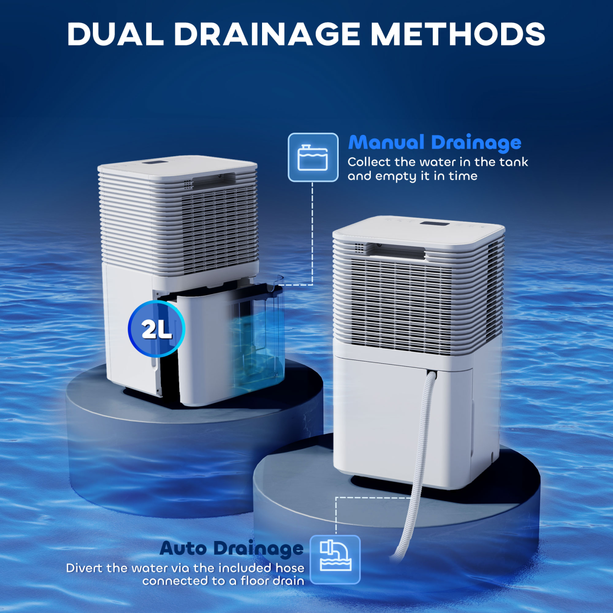 HOMCOM 12L/Day Portable Quiet Dehumidifier, 2000ML, 3 Modes