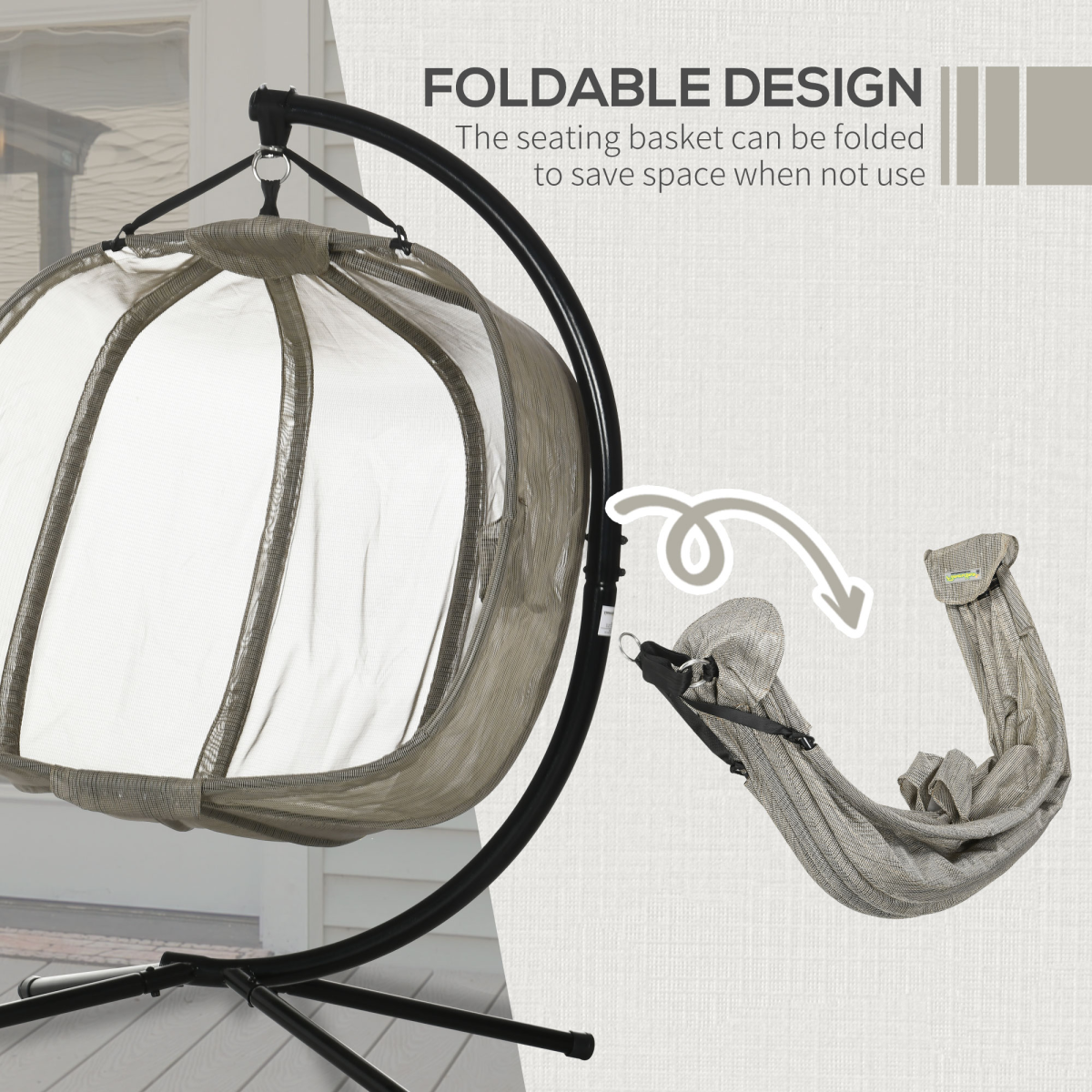 Outsunny 2-Seater Double Hanging Egg Chair with Cushion, Brown