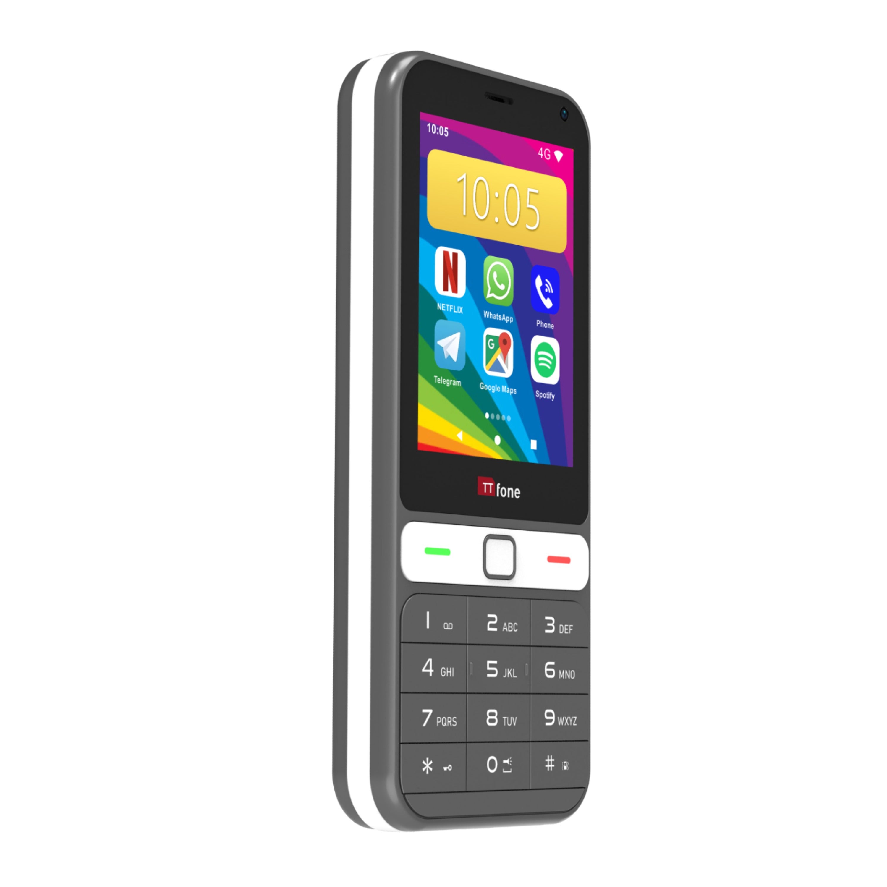 TTfone TT280  Simple 4G Dual SIM Bar Phone with Android, 2.8" Touchscreen, Keypad, 2MP Camera, USB-C - Easy to Use Unlocked Mobile (with Mains Charger and O2 Sim Card)
