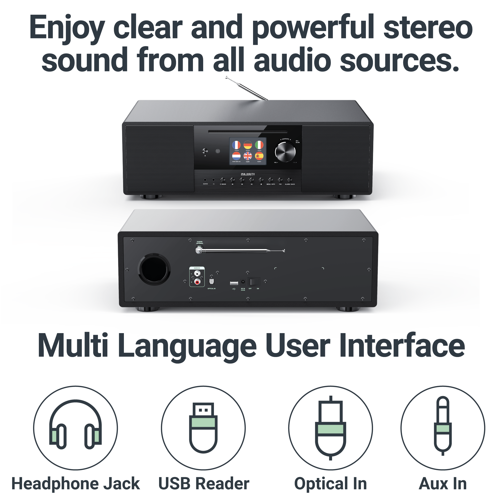 MAJORITY QUADRIGA MUSIC SYSTEM BLACK