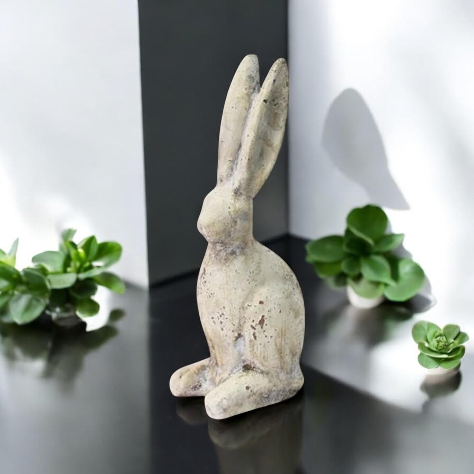 MSL 26cm Cream Cement Rabbit Garden Ornament