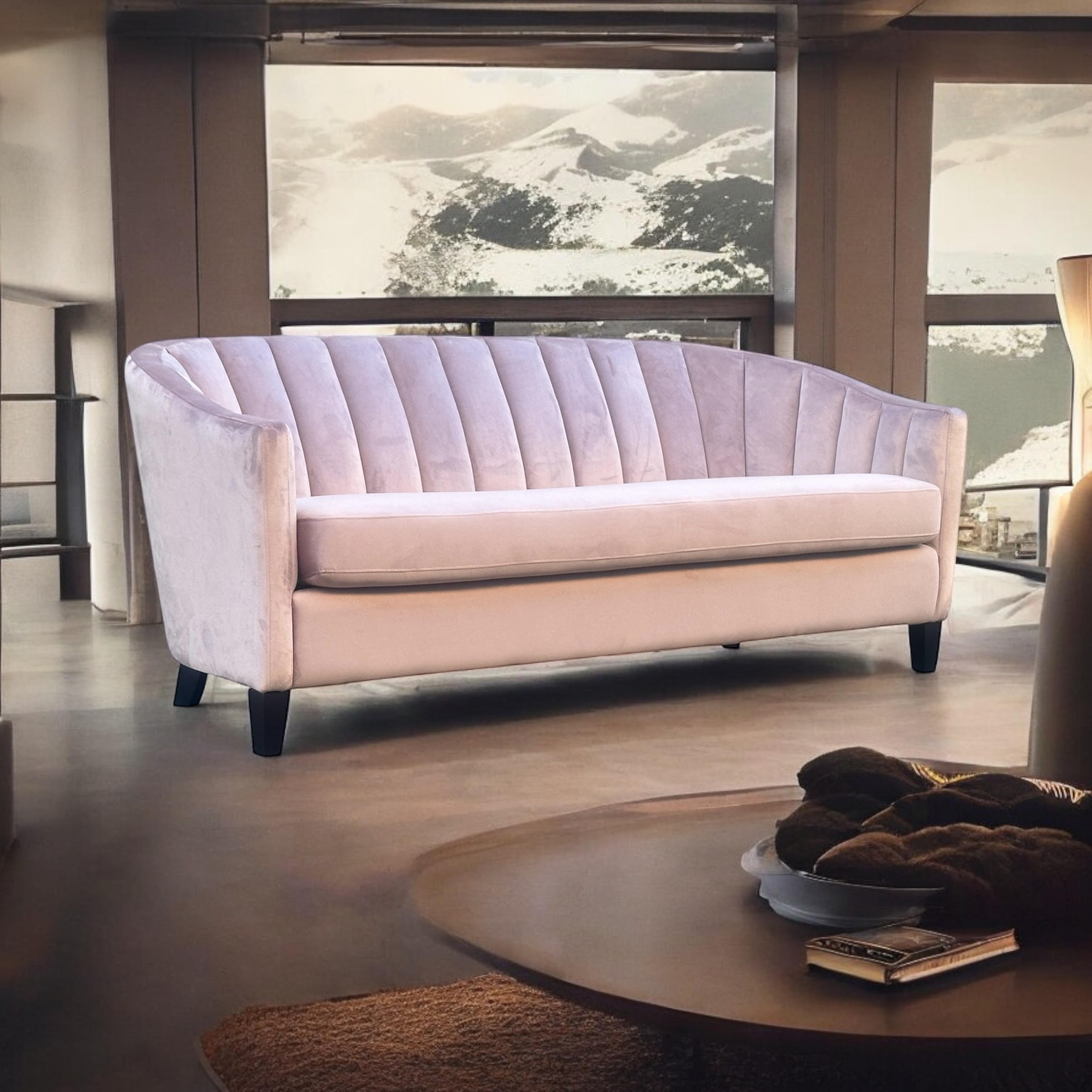 MSL 189cm 3 Seater Pink Velvet Sofa