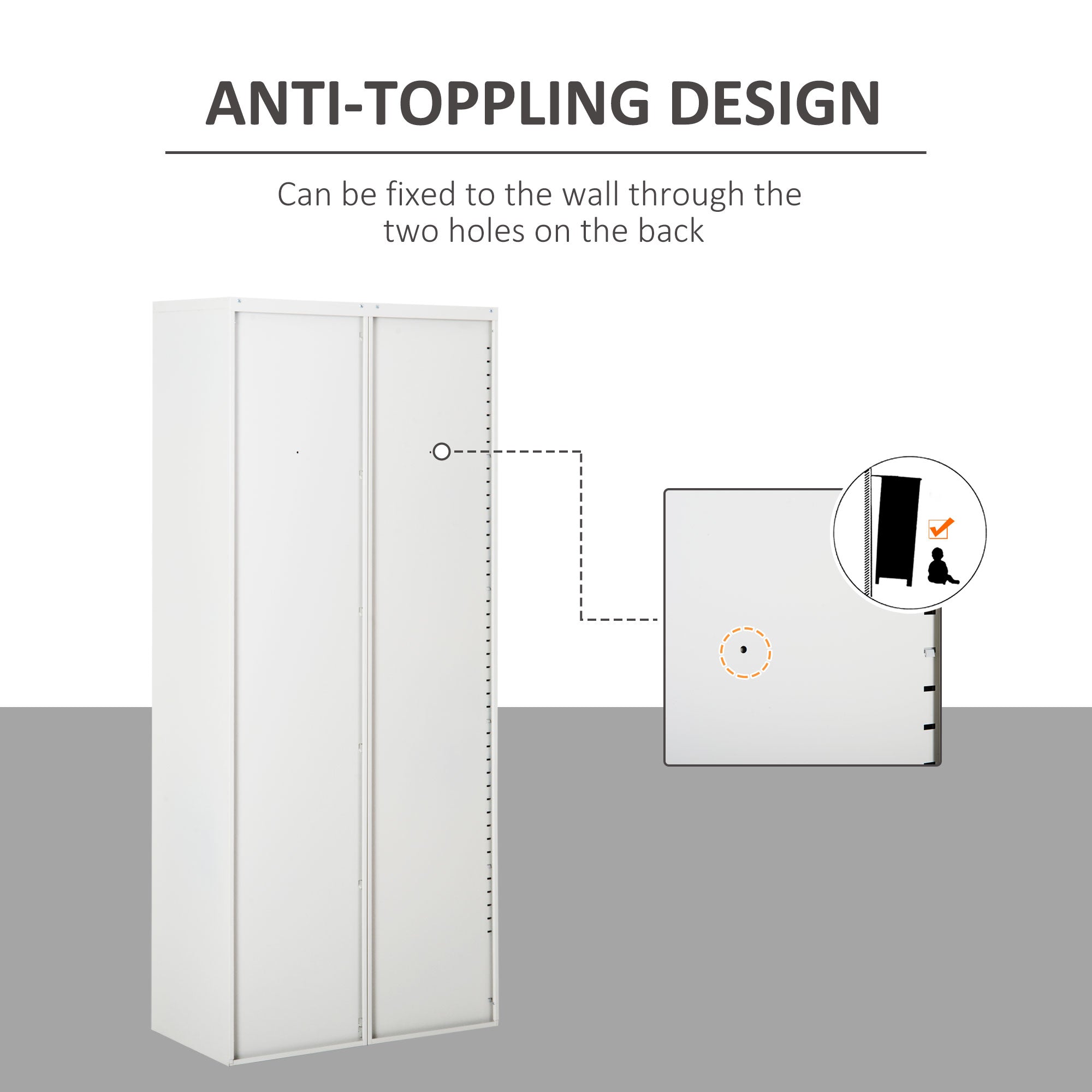Metal Office Storage Cabinet, 2 Doors, 5-Tier Design, Adjustable Shelves, Lockable, 175cm