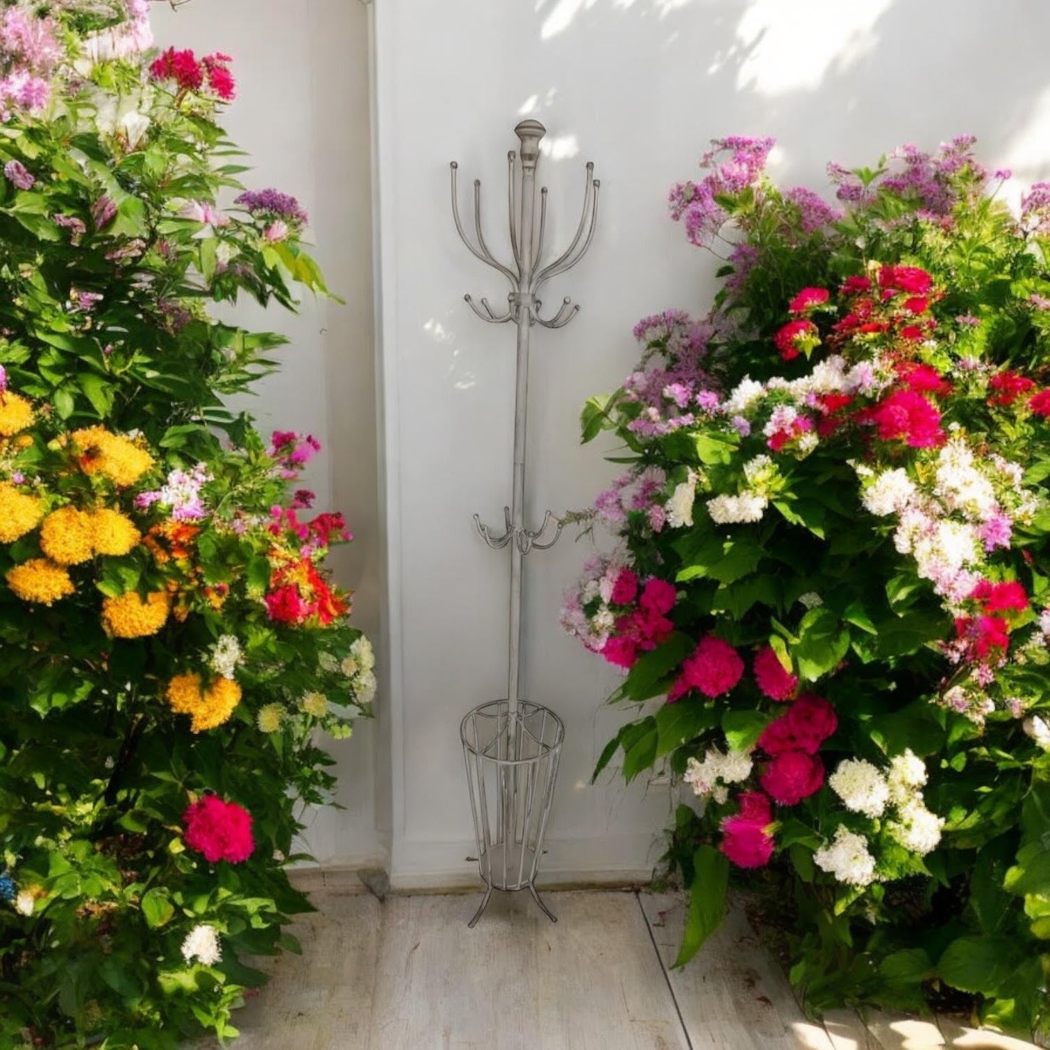 MSL 175cm Cream Metal Coat and Umbrella Stand