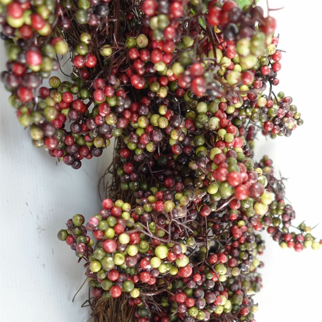 Leaf 55cm Artificial Black and Red Berry Hanging Wreath