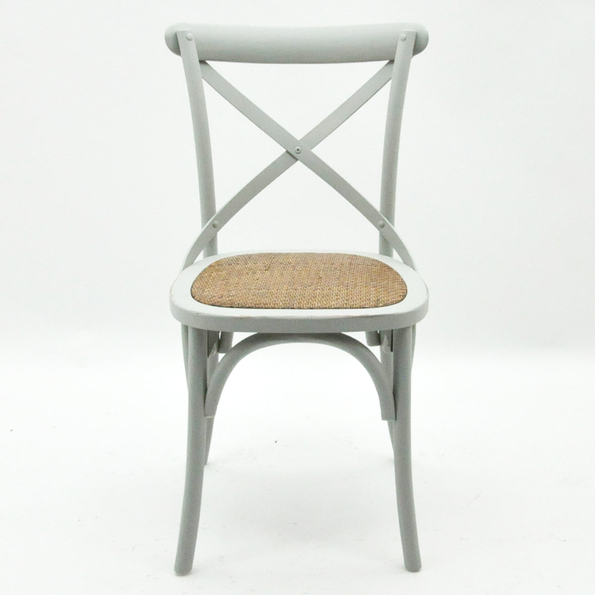 Natural French Cross Back Dining Chair, Stackable, Elm Wood, 46 x 49 x 88 cm