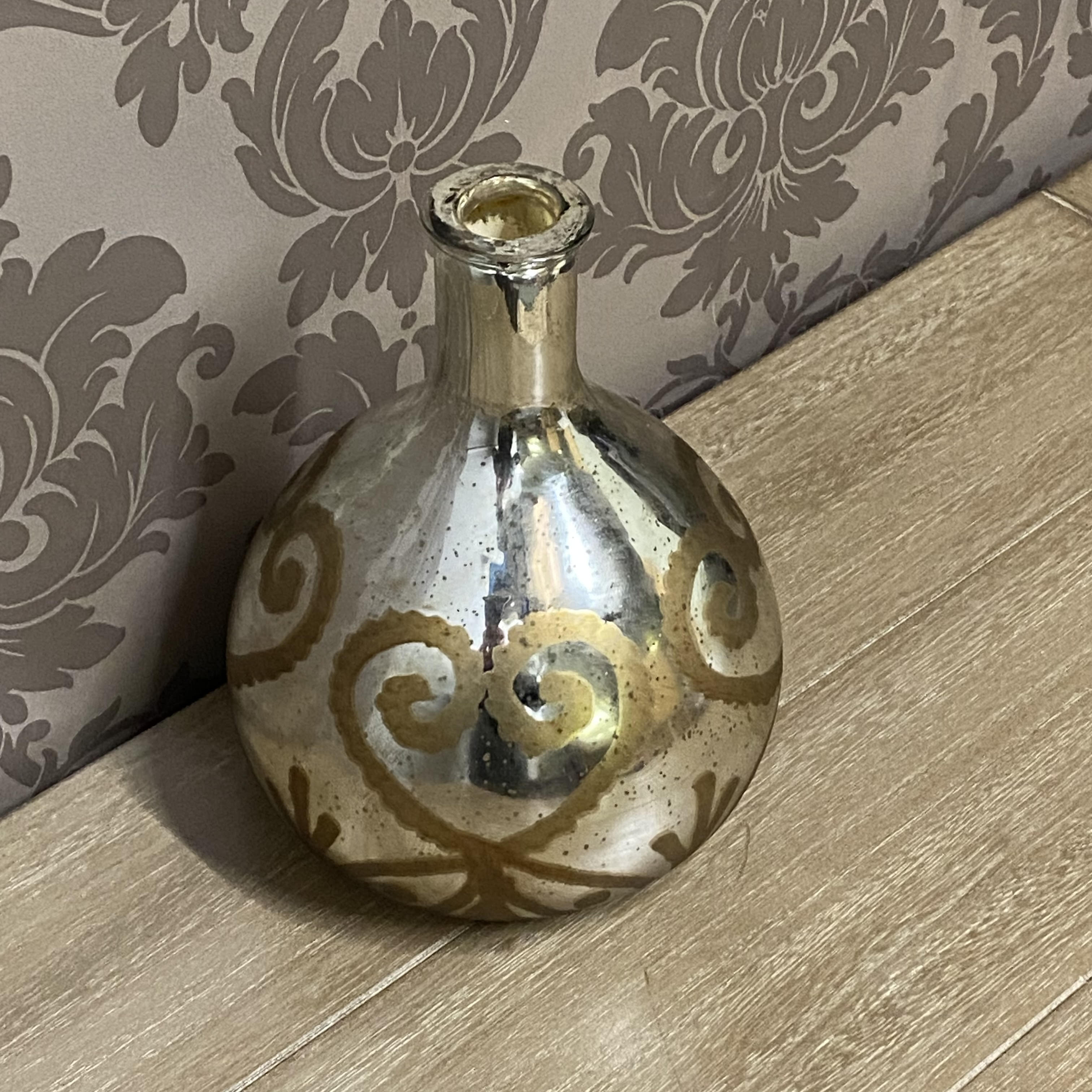 9 Antique Silver Glass Decorative Vase