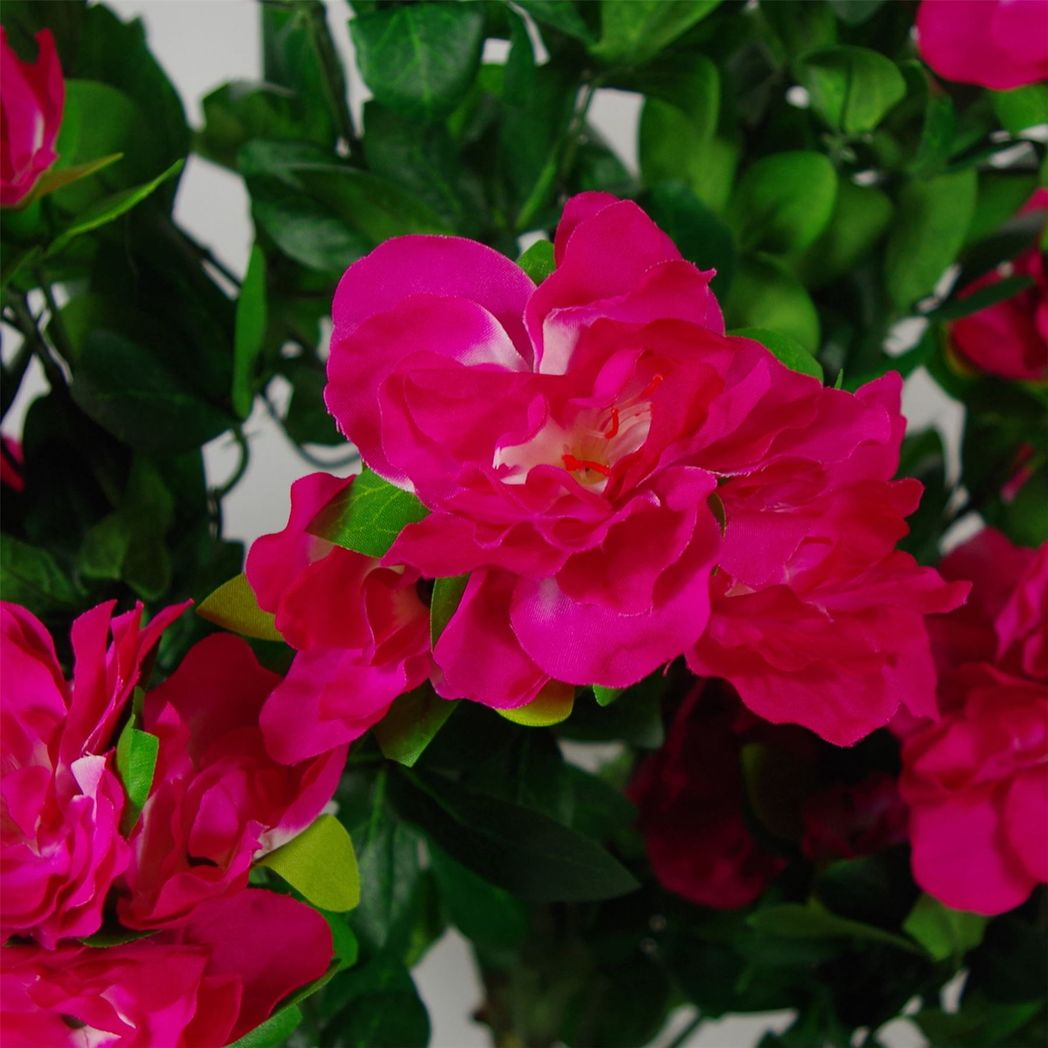 100cm Artificial Pink Azalea Potted Plant with Copper Metal Planter