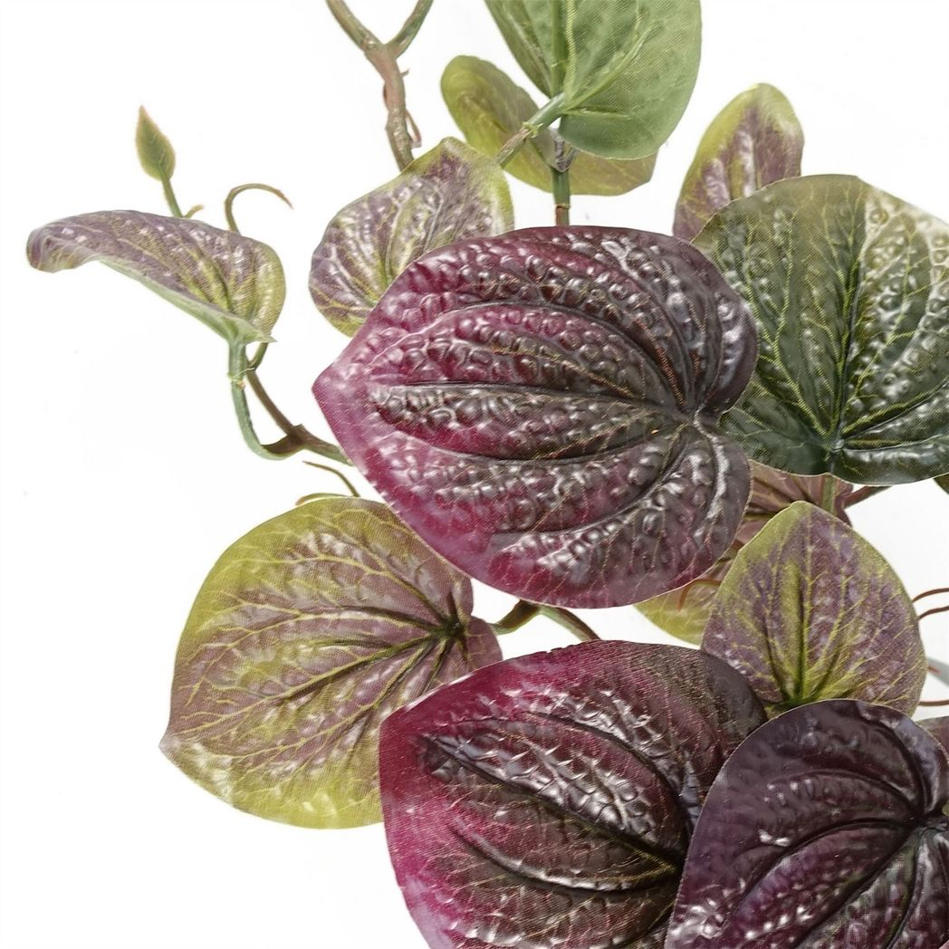 Leaf 35cm Artificial Trailing Purple Potted Pothos Plant, Realistic Potted Plant in Black Plastic Pot