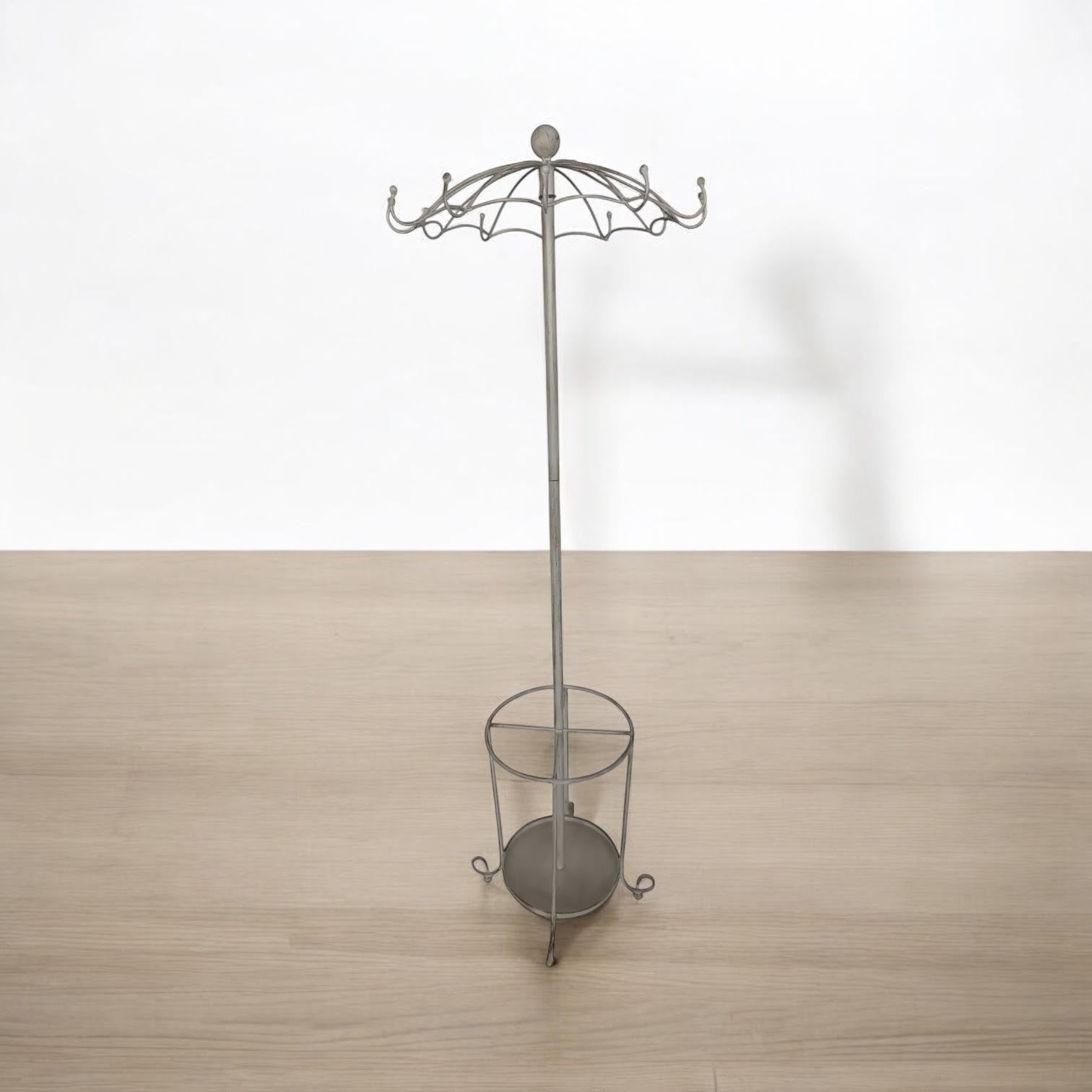 MSL 172cm Cream Metal Coat and Umbrella Stand for Hallway or Home